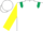 White, dark green epaulets, yellow sleeves