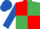 Red and emerald green (quartered), royal blue sleeves and cap