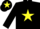 Black, yellow star, black cap, yellow star