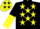 Black, Yellow stars, halved sleeves, Yellow cap, Black stars