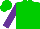 Green, purple sleeves, green cap