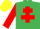Emerald green, red cross of lorraine & sleeves, yellow cap