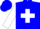 Blue, white cross slash, white s/m cattle export co, white sleeves