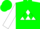 Green, white triangle, green diamonds on white sleeves, green cap