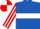 Royal blue, white hoop, red and white striped sleeves, quartered cap