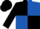 Black and royal blue (quartered), black sleeves and cap