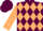 Maroon, tan diamonds, tan sleeves, maroon cap