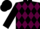 Black, maroon diamonds, black cap