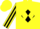 Yellow, yellow 'e' in black diamond, yellow diamonds on black striped sleeves, yellow cap