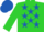 Chartreuse, royal blue stars, royal blue cap