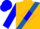 Gold, royal blue sash, blue diamond seam on sleeves, blue cap
