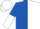 Royal blue and white halves, royal blue and white halved sleeves, white cap