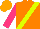 Fluorescent orange, chartreuse sash, hot pink sleeves, orange cap