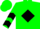 Green, black diamond frame, black chevrons on sleeves