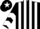 Black and white stripes, chevrons on sleeves, black cap, white star