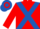 Red, royal blue cross sashes, hooped cap