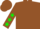 Brown, green stars on sleeves, green star on brown cap