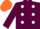 Maroon, White spots, orange cap