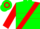 Green, red sash, red hoop on sleeves