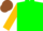 Green, gold sleeves, brown cap
