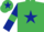 Emerald Green, Dark Blue star, Dark Blue sleeves, Emerald Green armlets, Emerald Green cap, Dark Blue star