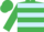 Emerald green, light blue hoops