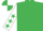 Emerald green, white sleeves, emerald green stars, emerald green and white quartered cap