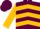 Maroon, gold chevrons, gold sleeves