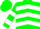 Green, white chevrons, white hoops on sleeves