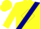 Yellow, navy blue sash, yellow dma, navy blue diamond, yellow s on sleeves