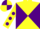 Yellow and Purple diabolo, Yellow sleeves, Purple spots, quartered cap