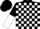 Black and white check, halved sleeves, black cap