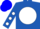 Royal blue, blue 'ks' on white ball, white dots on sleeves, blue cap