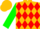 Gold, red diamonds, green sleeves