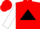 Red, black triangle, white sleeves