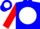 Blue, white ball, red sleeves