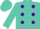 Turquoise, purple dots, turquoise cap