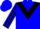 Blue body, black chevron, blue arms, black striped, blue cap, black striped