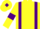 Yellow body, purple braces, yellow arms, purple armlets, yellow cap, purple diamond