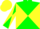 soft green and yellow diagonal quarters, soft green arms, yellow diagonal quarters, yellow cap