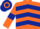Orange, dark blue chevrons and armlets, hooped cap