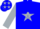 Blue, silver star front and back, blue stars on silver sleeves,