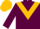 Maroon, gold  chevron, maroon sleeves, gold cap