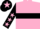 Pink, black hoop, black sleeves, pink stars, black cap, pink star