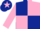 Dark blue and pink (quartered), pink sleeves, dark blue cap, pink star