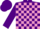 Purple and mauve check, purple cap