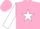 Pink, white star, pink bars on white sleeves, pink cap