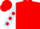 Red, light blue sleeves, red spots, red cap