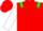 Red, green epaulets, white horseshoe, white sleeves, red cap