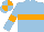 Light blue, orange hoop, orange armlet, quartered cap